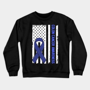 Colon Cancer Awareness Usa American Flag Crewneck Sweatshirt